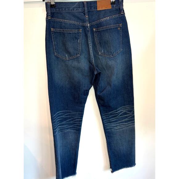 Madewell The Perfect Vintage Jean Sz 26 Straight Leg Raw Hem High Rise Ankle - Picture 5 of 7